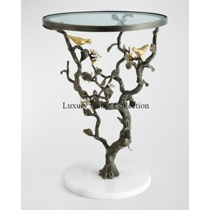 Mesa auxiliar de diseño lujoso de forma cuadrada, mesa auxiliar de lujo hecha a mano de Color dorado, suministros de accesorios para Bar y restaurante de Hotel - Product Image 4