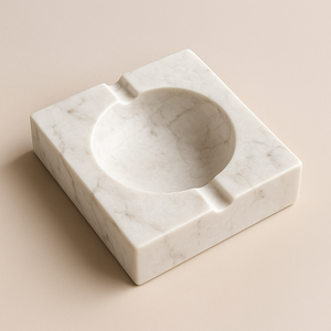 Cendrier géométrique en marbre blanc de luxe, design moderne facetté, artisanal en pierre, porte-cigarettes haut de gamme, élégant pour la maison et le bureau - Product Image 4