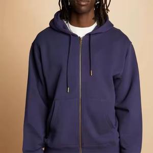 Sweat à capuche zippé bleu marine classique pour homme-Sweat à capuche polyvalent et confortable pour un confort tout au long de l'année, idéal pour les vêtements décontractés, les sports - Product Image 5