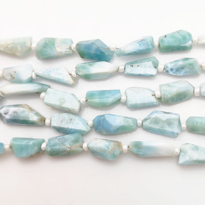 Pierres précieuses de larimar naturelles facettées longues de 8 pouces, forme de pépites, fournisseur indien pour la fabrication de bijoux - Product Image 4