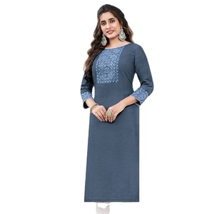 Collection de kurti de broderie de séquence lourde en tissu de viscose de rayonne pure - Product Image 2
