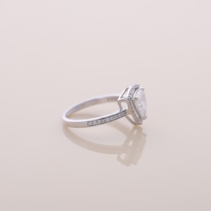 IGI Certified Trillion Cut Lab Grown Diamond Halo Engagement / Wedding <b>Ring</b> with Pave Band in 9K White / Rose & Yellow Gold - Product Image 4