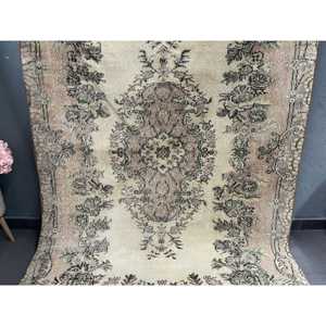 5.3x8.6 ft Vintage Turkish Rug, Large Rug, <b>Brown</b> Gray Southwestern <b>Wool</b> Rug - Product Image 2