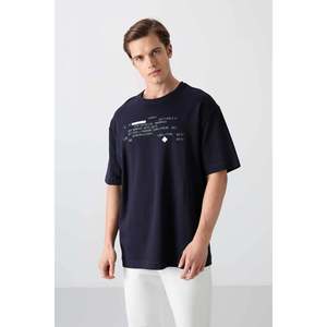 Camiseta TOMMYLIFE para Hombre, Cuello Redondo, Estampado Oversize, Estilo Casual, Tejido de Mezcla de Algodón, Modelo 88326, Azul Petróleo - Product Image 3