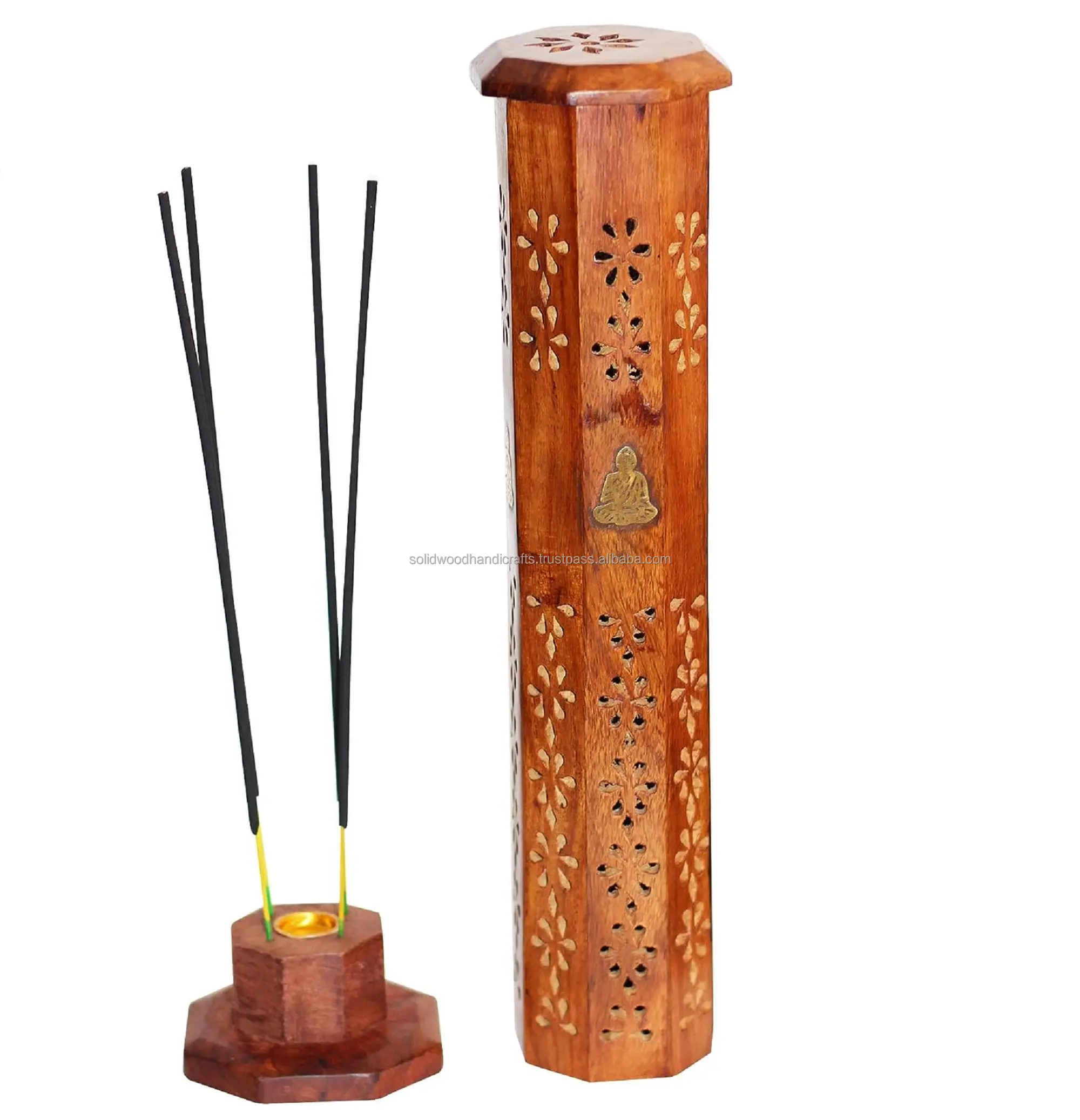 Bằng gỗ thủ công bakhoor Burner Arabic hương Stick Burner gỗ thủ công mỹ nghệ hương Burner