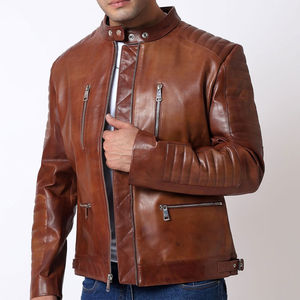 Chaqueta de cuero de motorista para hombre de fabricante pakistaní, nuevo diseño ecológico, chaqueta de cuero para hombre de bajo precio - Product Image 5
