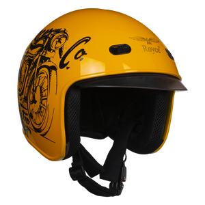 Casque de moto Royce XH26 style vintage, ouvert, homologué DOT, en ABS, avec visière anti-UV à dégagement rapide, design graphique multicolore - Product Image 3
