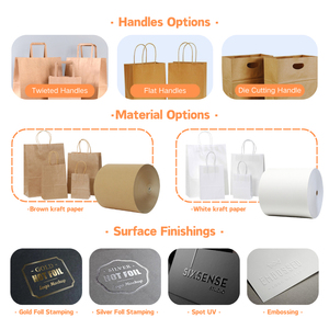 Vente en gros Emballage en papier kraft blanc de luxe Sacs cadeaux de luxe avec logo personnalisé avec poignées de ruban respectueux de l'environnement - Product Image 4