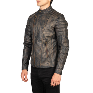 <b>Men</b> Winter <b>Jacket</b> Vintage Discolored PU Leather Streetwear Fashion <b>Jacket</b> Windproof Casual Customized Winter <b>Jacket</b> - Product Image 2