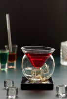 Verre à martini double en borosilicate fait main Dualluxe, élégant, léger, moderne, vaisselle de bar, prix de gros usine indienne