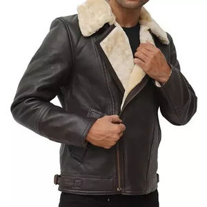 2025 flambant neuf hommes classique hiver veste de haute qualité en cuir de mouton véritable revers col noir personnalisé hommes vestes - Product Image 6