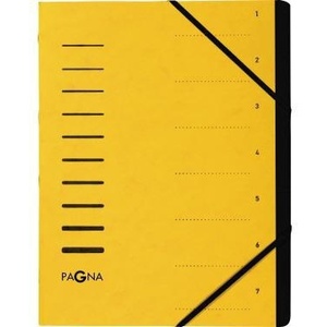 PAGNA DIN <b>A4</b> 240g/m Yellow Color Filing <b>Folder</b> Pressed Chipboard with 7 Black Compartments - Product Image 1