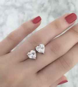 Boucles d'oreilles romantiques en moissanite taille cœur pour femme, en argent 925, bijoux élégants pour demande en mariage, cadeau de fiançailles - Product Image 4