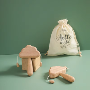 Nuova vendita Unisex bambino sonaglio giocattolo in legno naturale in legno nuvola <span class=keywords><strong>di</strong></span> Design morbido massaggiagengive per bambini forma <span class=keywords><strong>di</strong></span> anello ciuccio fatto panno in Silicone - Product Image 4