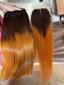 ผมมนุษย์สำหรับต่อผมทอสีออมเบรช่อผมมนุษย์แท้เรมี่ออเรนจ์ - Product Image 4