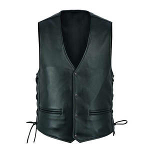 Gilet en cuir d'hiver pour homme avec boutons en corne, vêtement d'extérieur personnalisable pour la mode décontractée de motard, vêtements de moto - Fabricant pakistanais - Product Image 1