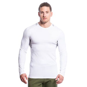 <b>Men's</b> Custom Designed <b>White</b> <b>Long</b> <b>Sleeve</b> Rash Guard Compression Sports <b>Shirt</b> for Running Fitness Gym Athletic Top - Product Image 1