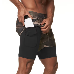 Shorts de sport pour hommes, solides, écologiques, service OEM, athleisure, fitness, course à pied, entraînement, respirants, double couche, salle de sport - Product Image 1