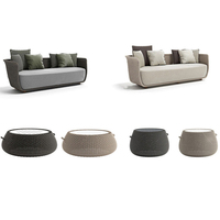 Ensemble de canapé en rotin tressé plastique, une place, vente en gros, best-seller, mobilier d'extérieur, jardin, patio, imperméable, écologique, usage hôtelier