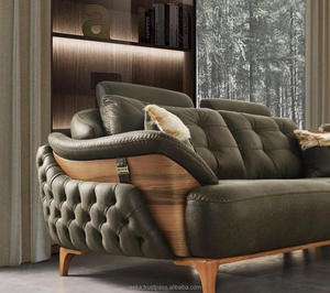 Canapé-lit extensible ASKA Madrid, moderne et luxueux, en tissu, trois places, avec rangement, dossier capitonné, pieds en bois, pour appartement, hôtel, salons - Product Image 1