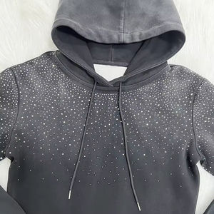 Sudadera con capucha de lentejuelas con logotipo personalizado 100% algodón OEM fabricante de ropa con capucha lavado ácido Unisex Terry tela ropa de calle holgada para hombres - Product Image 6