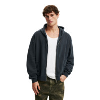 Sweat à capuche streetwear pour homme avec logo personnalisé, hiver, haute qualité, épais, fermeture éclair, coupe régulière, épaules tombantes, polaire, 100% coton