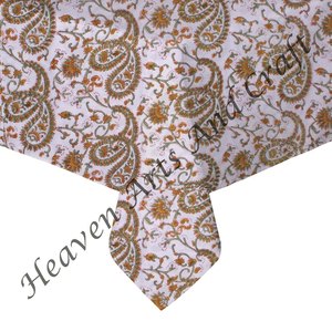 Nappe de Table Imprimée en Blocs de Main 100% Coton Tissée Couverture Carrée Décorative et Durable pour Centre ou Table Basse - Product Image 2