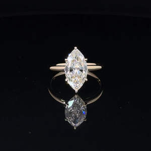 Bijoux fins, bague de mariage de luxe pour femme en argent plaqué 14 carats, certifiée IGI, or jaune, diamant de laboratoire taille marquise 1CT 2CT 3CT - Product Image 1