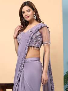 งานลําดับการปักผ้าไหม Chinon ของนักออกแบบล่าสุดพร้อมสวมผ้าสารีโดย Fab Zone - Product Image 2