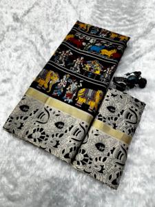 El Sari indio más atractivo con algodón Tussal Dori Work Blusa simple y tela de seda para adultos Mujeres para fiestas - Product Image 3