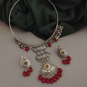 Perles de verre oxydé Hasli Collier et boucles d'oreilles ensemble de haute qualité, meilleur vendeur direct du fournisseur indien - Product Image 1