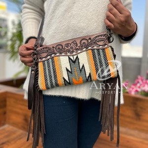 Nueva Manta con sillín de estilo occidental, bolsos de cuero con herramientas, bolsos cruzados de cuero azteca de alta calidad, bolsos multicolores Vintage - Product Image 1