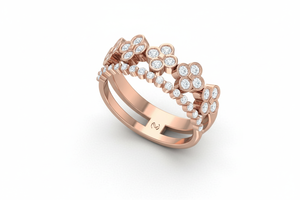 แหวนวงทอง 14K ประดับเพชรลายดอกไม้สำหรับผู้หญิง – เครื่องประดับดีไซน์ดอกไม้สุดหรูขายส่ง - Product Image 4