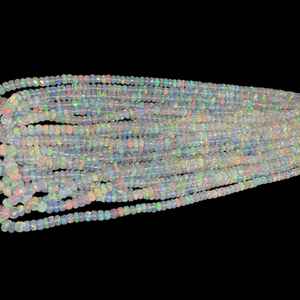 Perles rondes à facettes en opale éthiopienne blanche naturelle 3-5mm pour la fabrication de bijoux perles en vrac en gros - Product Image 5