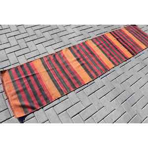 Turkish Vintage <b>Runner</b> Rug 2x9 ft (61x274 cm), <b>Red</b> Camouflage Kilim Rug - Product Image 2
