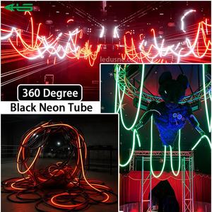 أنبوب نيون سيليكون <span class=keywords><strong>LED</strong></span> أسود 24 فولت 360 درجة RGBW، إضاءة دي جي مرنة، أنبوب نيون قابل للتحكم عن بعد DMX SPI RGBW لمهرجانات الموسيقى والحفلات - Product Image 2