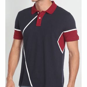Polo Informal de Algodón para Hombre, Camisa de Manga Corta de Alta Calidad, Transpirable, Cuello Alto, Ropa de Calle, Color de Bloque, Bordado Plus - Product Image 3