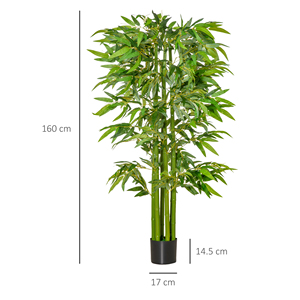 HOMCOM Plante de bambou artificielle de 160cm de haut avec pot noir pour l'intérieur - Product Image 3