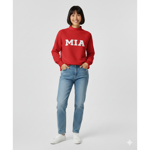เสื้อสเวตเชิ้ตคอเต่าสีน้ำเงินเข้มทรงโอเวอร์ไซส์สำหรับผู้หญิง พิมพ์ลายตัวอักษร Pacific Dream ด้านหน้า แบรนด์ Trackstar OEM Private Label - Product Image 5