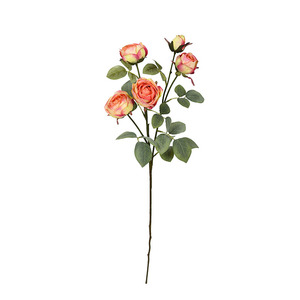 Alta calidad Louis Quintet Blooms Flor artificial Borde quemado Rosa Cinco cabezas Tallos de rosas para la decoración de la boda - Product Image 2