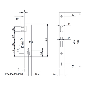 Serratura Iseo 741540-28 mm Chiusura Anteriore Cromata - Product Image 2