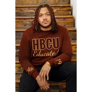 Hbcu iota chenille เสื้อสเวตเชิ้ตปักลายตัวอักษรกรีกเสื้อผ้าฟลีซแบบสวมหัวคอกลมคลาสสิก - Product Image 1