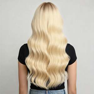 Extensions de cheveux humains brésiliens Remy à clipser, 21 pouces # 60 mèches blondes platine lisses et douces - Product Image 5