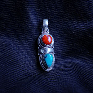 Colgante al por mayor de Plata de Ley 925 turquesa y cornalina colgante de piedras preciosas para hacer joyería DIY moda de mujer - Product Image 1