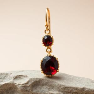 Boucles d'oreilles en argent sterling massif 925 avec grenat Gemstone Fashion Dangle Style pour les femmes - Product Image 3