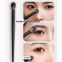 Pinceaux de maquillage haut de gamme noirs pour correcteur et fard à paupières, marque privée, pinceau de blending coudé/en forme de flamme pour fard à paupières, maquillage beauté du nez