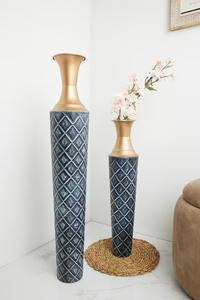 Jarrón de suelo de Metal largo con acabado azul antiguo, elegante centro de mesa decorativo alto, sala de estar, pasillo, comedor, áreas de recepción, boda - Product Image 2