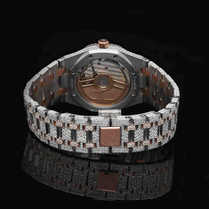 นาฬิกาอะนาล็อกแนวสปอร์ต41มม. ของผู้ชายนาฬิกาสเตนเลสสตีลเพชรที่ปลูกในห้องปฏิบัติการงานไม้ที่กำหนดเองได้ดีไซน์ระยิบระยับแบบฮิปฮอป - Product Image 2