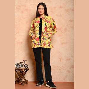 Veste matelassée en coton pour femme imprimé floral Logo personnalisé Style Vintage pour printemps été automne-grande taille longue courte disponible - Product Image 3