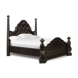 Cama con Dosel Clásica y Tradicional con Detalles Tallados a Mano en Madera de Caoba Maciza - Product Image 2